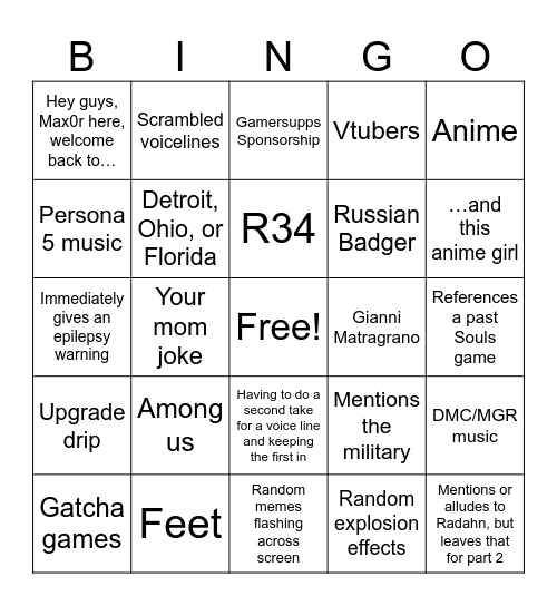 Max0r Elden Ring DLC Part 1 Bingo Card