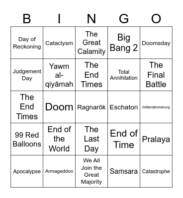 2025 Bingo Card Bingo Card