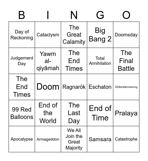 2025 Bingo Card Bingo Card