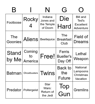 80s Bingo Card