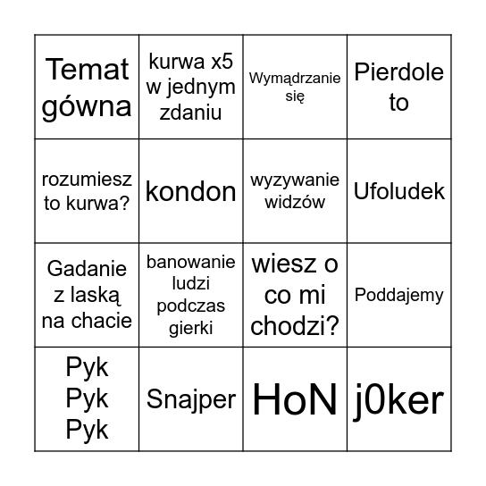 Gierki z Mamm0nem Bingo Card