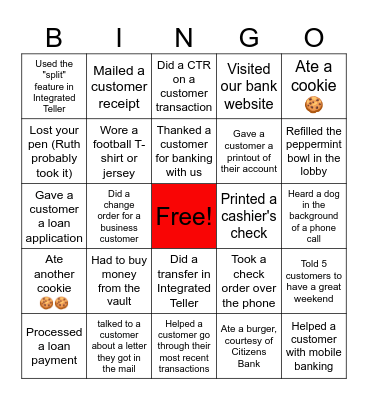 Citizens Bank Tailgate Bingo Card