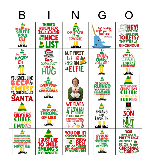 Elf Bingo Card