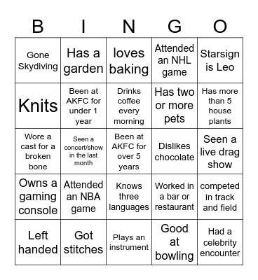 PERMutations Bingo Card