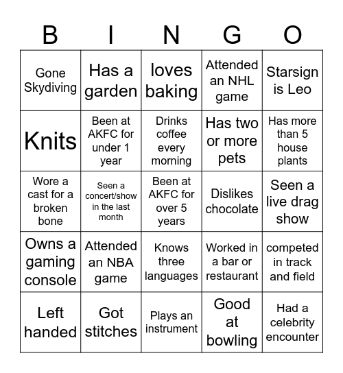 PERMutations Bingo Card