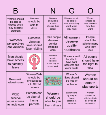 You May Be A Feminist if You Believe... Bingo Card