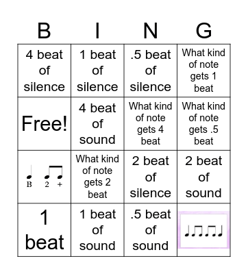 Rhythm Bingo Card