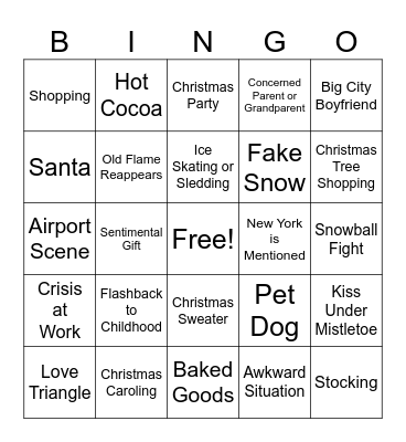 Hallmark Christmas Movie Bingo Card