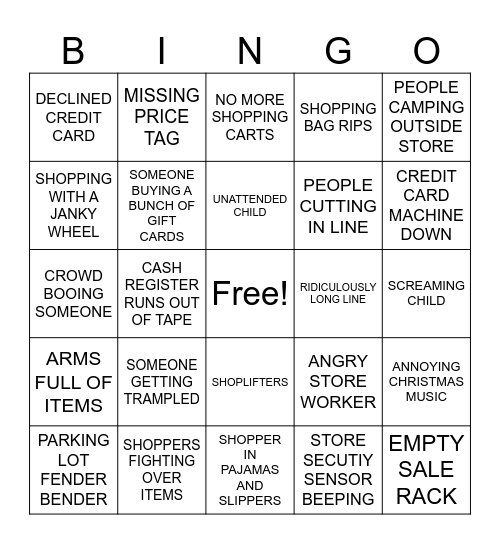 BLACK FRIDAY BINGO Card