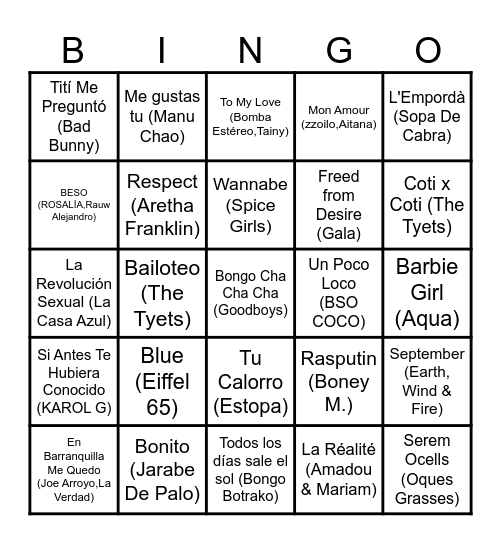 LA NÀDIA ÉS UNA REINA Bingo Card