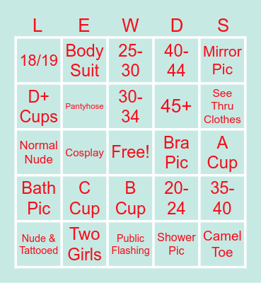 Lewd Bingo Card