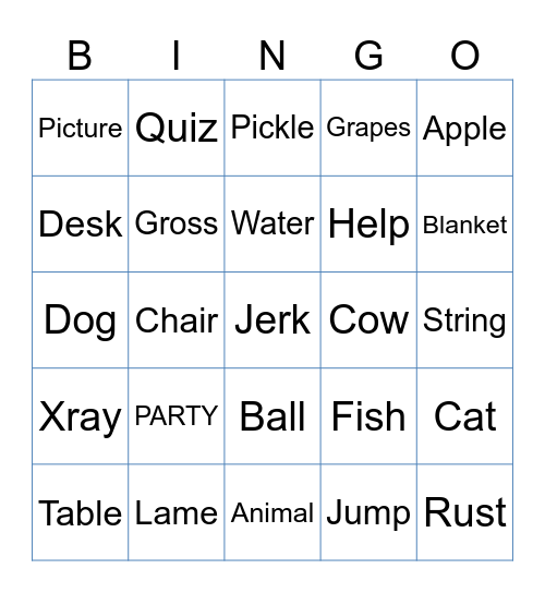 Word Bingo!! Bingo Card