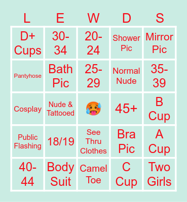 Lewd Bingo Card