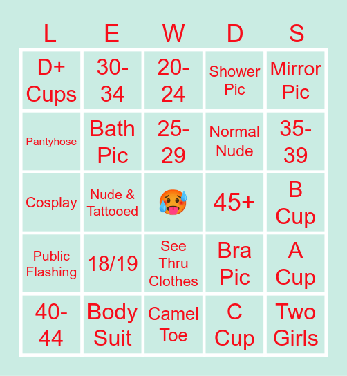 Lewd Bingo Card