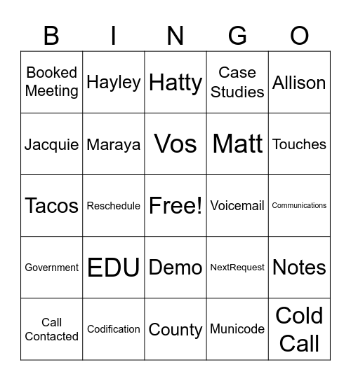 Squad #4 Bingo Card