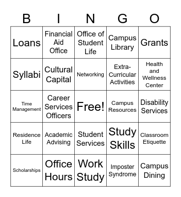 First-Generation Bingo Card