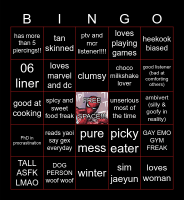 🕸️   EVAN’S   🕸️ Bingo Card