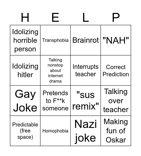 Guys in my class Bingo Card