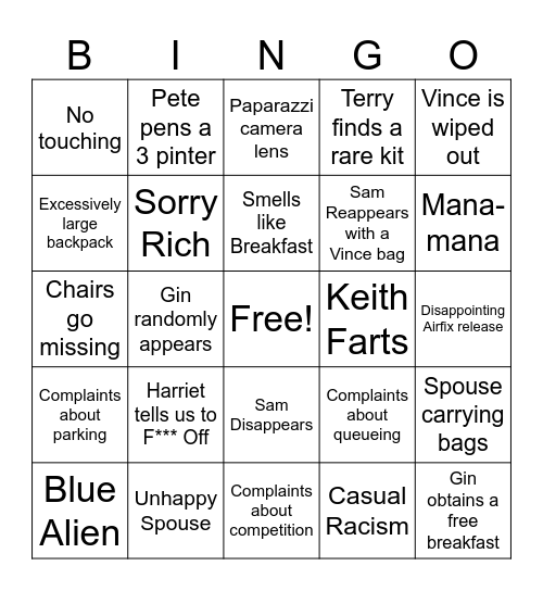 Telford Bingo Card