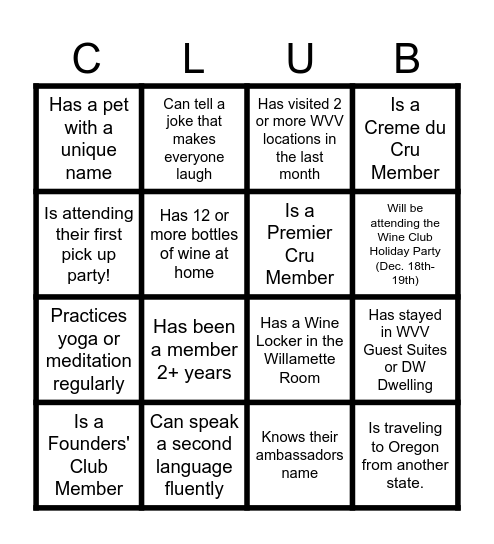 Find someone who... Bingo Card