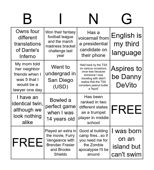 JHBL Staffers BING(O) Bingo Card