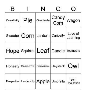 VIA Character Strengths Bingo Card