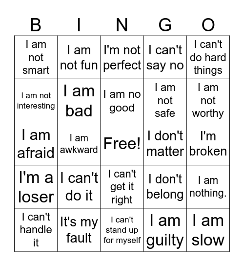 CBT Bingo Card