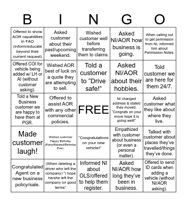 Enriching Relationships Bingo Card