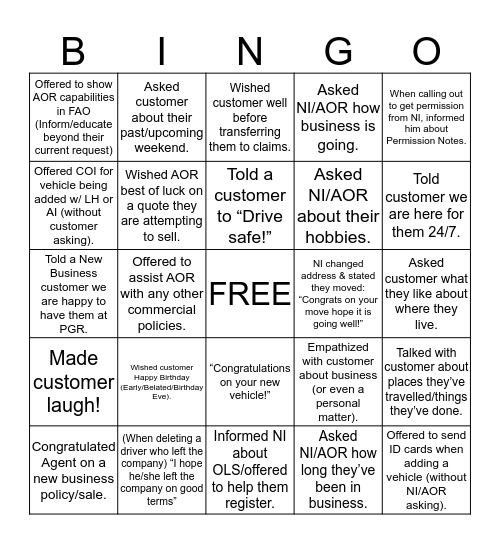Enriching Relationships Bingo Card