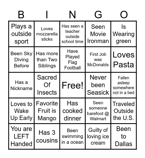 RANDOM BINGO Card