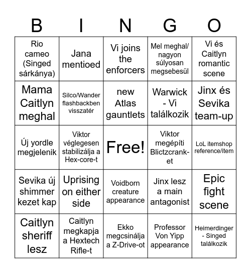 Arcane Bingo Card