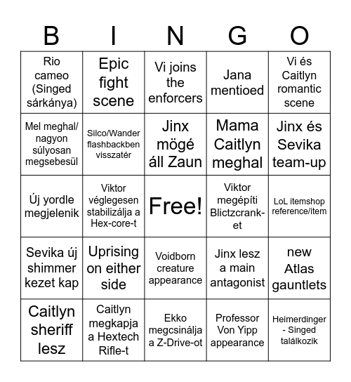 Arcane Bingo Card