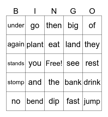 In a Land of Grass Bingo Card
