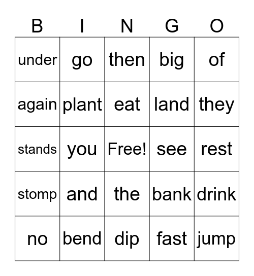 In a Land of Grass Bingo Card