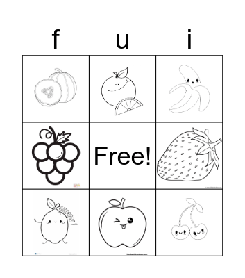 fruit Bingo Card