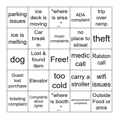 Craft Fair Bingo Card