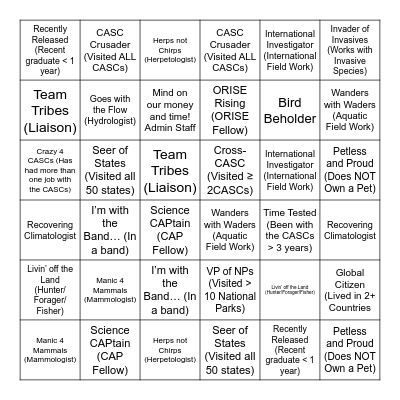 CASC Scavenger Bingo Card