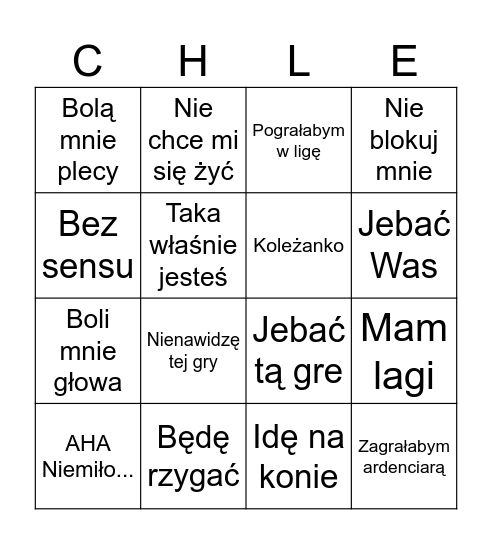 Jajo Bingo Card