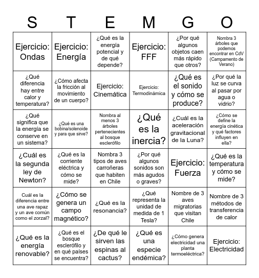 MIM TROPA Bingo Card