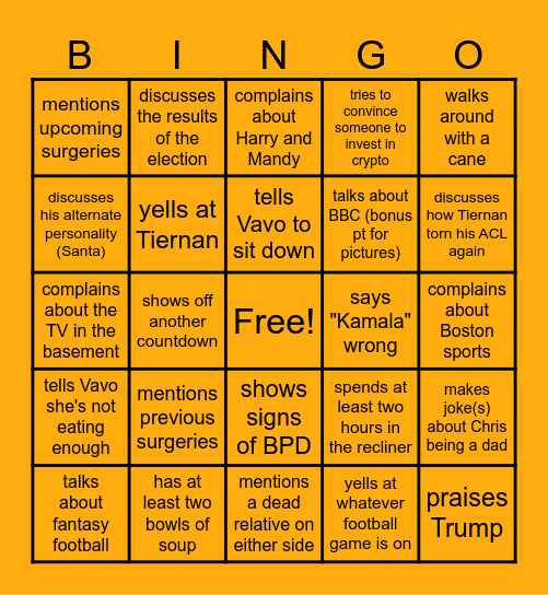 Toney Forde Bingo Card