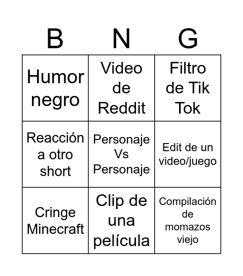 Bingo de pobres Bingo Card