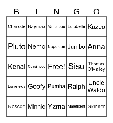 Everything Disney Bingo Card