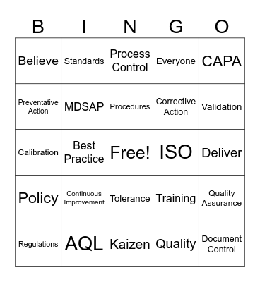 Quality Month 2024 Bingo Card