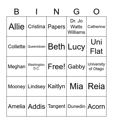 Senior Celebration BINGO Card