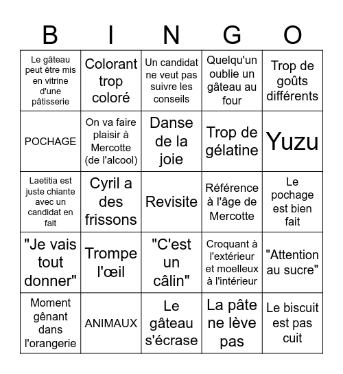 Les pâtissieeers Bingo Card