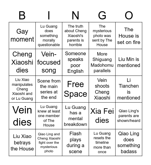 Bridon Arc Bingo Card