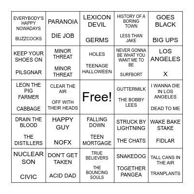 PUNK BINGO ROUND 2 Bingo Card