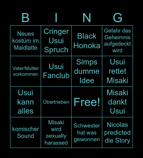 Maid-sama Bingo Card