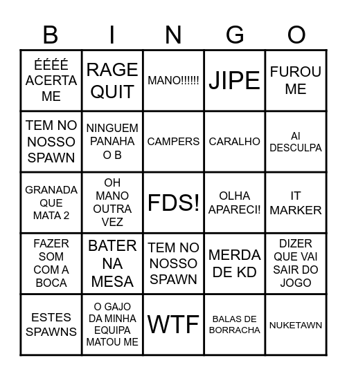 Bingo do Cunhamore COD6 Bingo Card