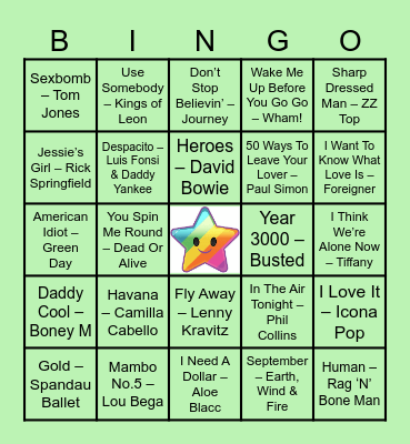 MUSICAL BINGO! Bingo Card